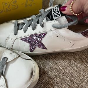 Golden goose kids/Adult pink glitter super star Like new! Literally worn 2X